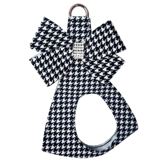 Houndstooth Nouveau Bow Step In Harness-TC-Black & White Houndstooth-