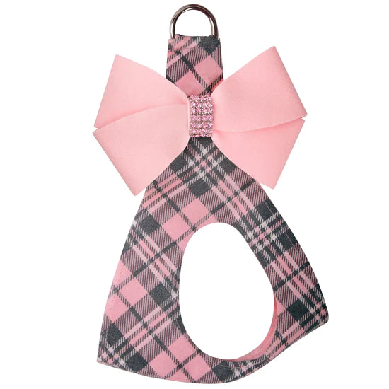 Puppy Pink Nouveau Bow with Pink Giltmore Step In Harness-TC-Puppy Pink Plaid-