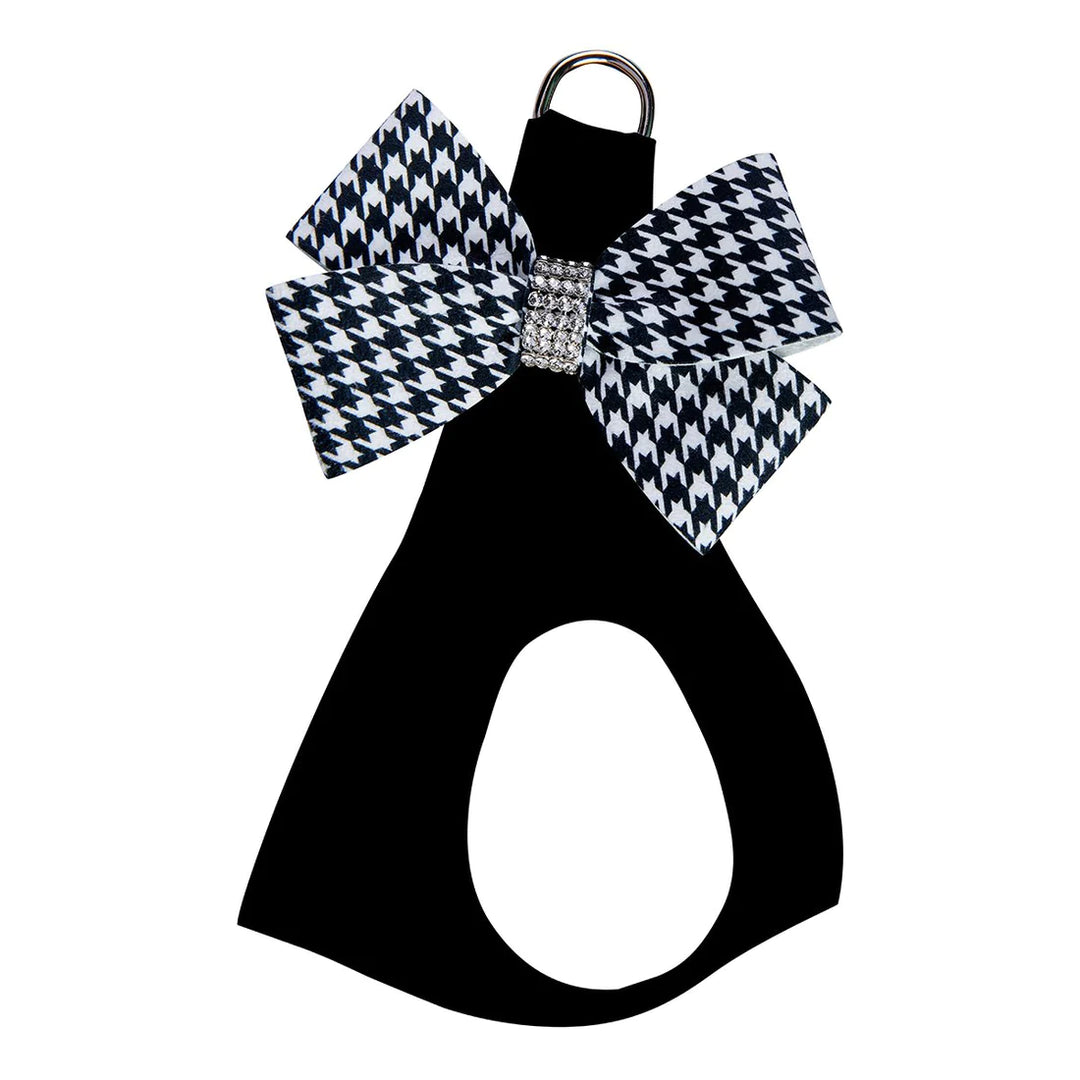 Black & White Houndstooth Nouveau Bow Step In Harness-TC-Black-