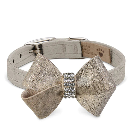 Champagne Glitzerati Nouveau Bow Collar-TC-Doe-