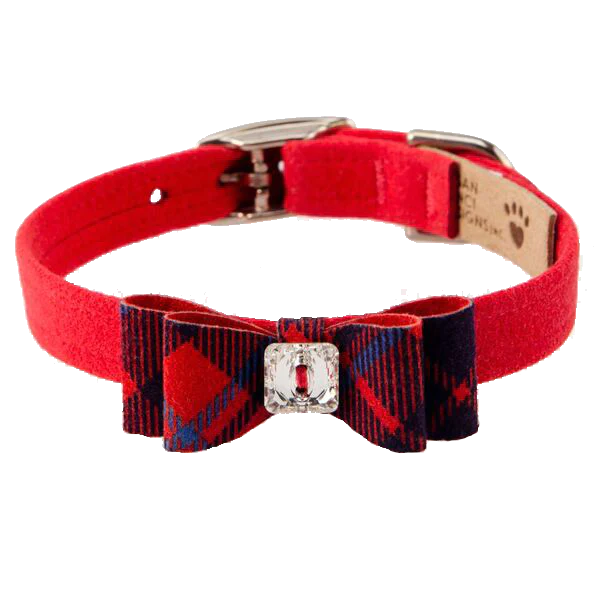 Scotty Chestnut Plaid Big Bow Collar-TC-Red-