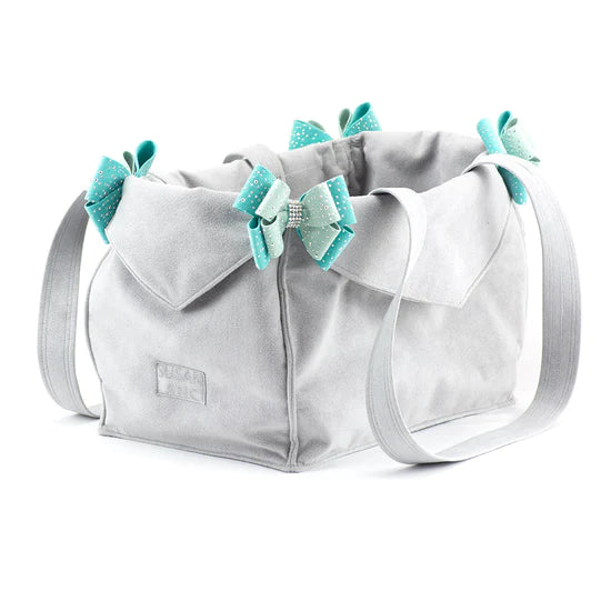 Mint & Bimini Blue Double Nouveau Bow Luxury Carrier-1-Platinum-