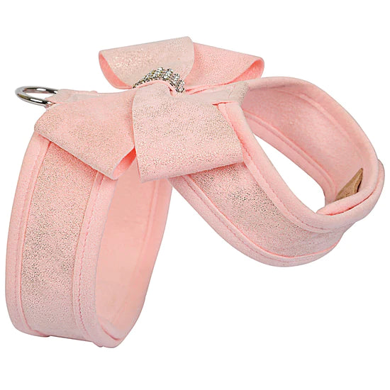 Puppy Pink Glitzerati Nouveau Bow Tinkie Harness with Puppy Pink Trim-TC-Puppy Pink Glitzerati-