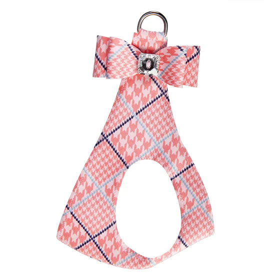 PeachesNCream Glen Houndstooth Big Bow Step In Harness-TC-PeachesNCream Glen Houndstooth-