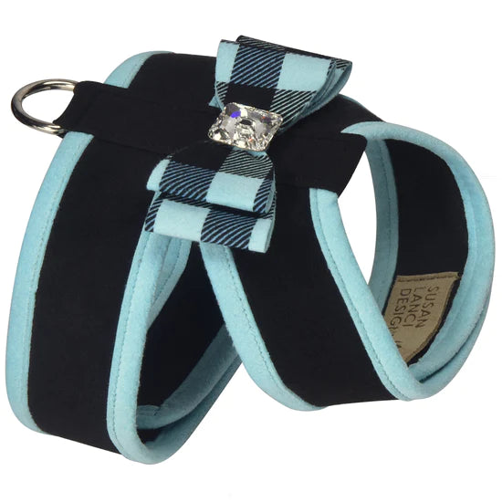 Tiffi Gingham Big Bow Tinkie Harness with Tiffi Blue Trim-TC-Black-