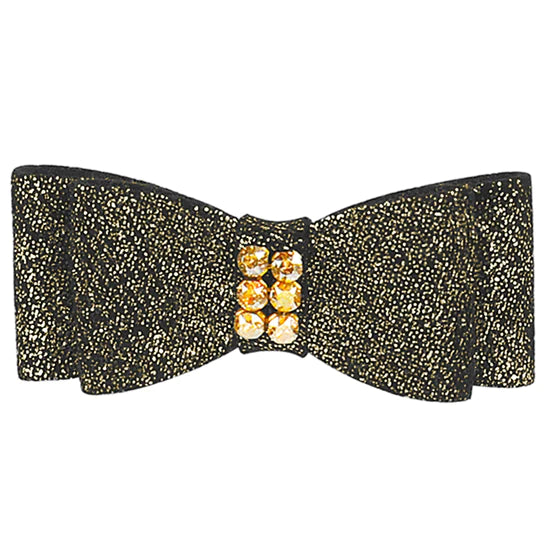 Black Glitzerati Gold Giltmore Hair Bow-TW-Black Glitzerati-