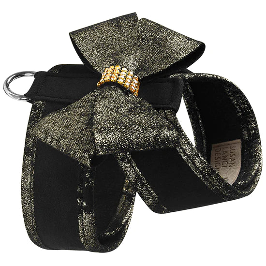 Black Glitzerati Nouveau Bow Tinkie Harness with Black Glitzerati Trim-TC-Black-