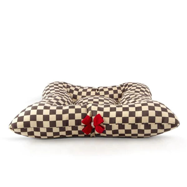 Windsor Check Square Bed with Red Nouveau Bow-1-Windsor Check-