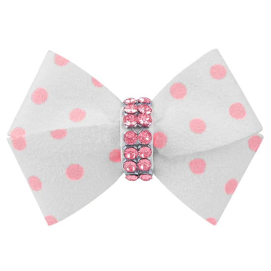 Polka Dot Nouveau Bow with Pink Giltmore Hair Bow-XS-Puppy Pink-