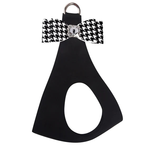 Houndstooth Big Bow Step In Harness-TC-Black-