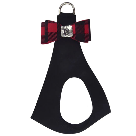 Red Gingham Big Bow Step In Harness-TC-Black-