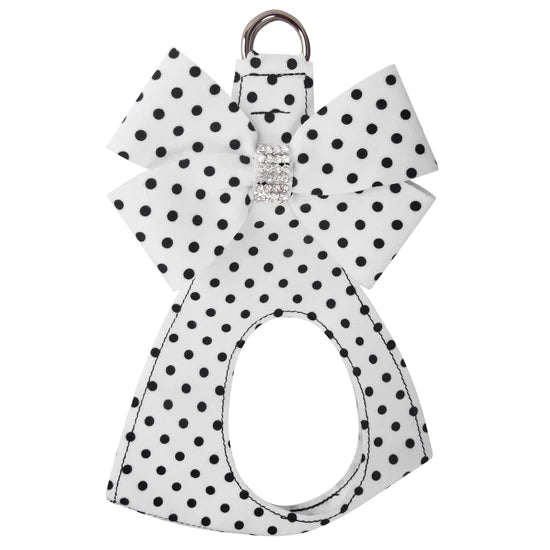 Polka Dot Nouveau Bow Step In Harness-TC-Black & White Polka Dot-