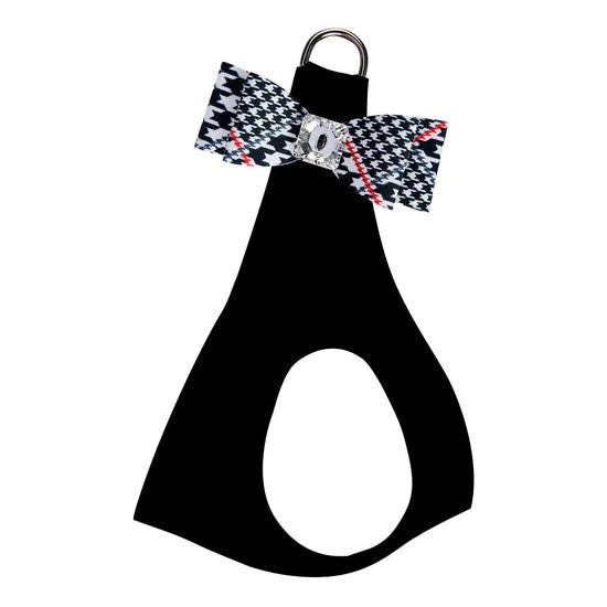 Classic Glen Houndstooth Big Bow Step In Harness-TC-Black-