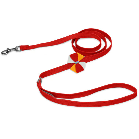 Game Day Glam Red Pepper Pinwheel Bow Leash-Red Pepper-4 FT-