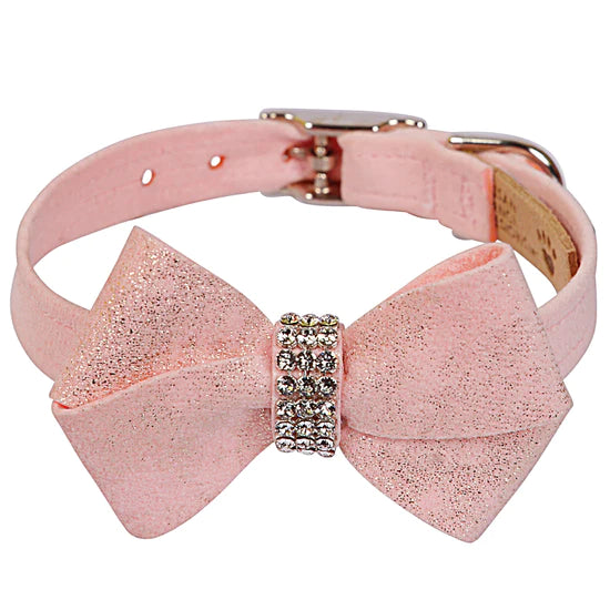 Puppy Pink Glitzerati Nouveau Bow Collar-TC-Puppy Pink-