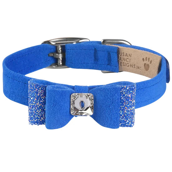 Aurora Borealis Crystal Stellar Big Bow Collar-TC-Royal Blue-