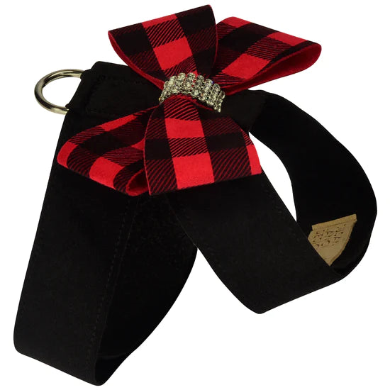 Red Gingham Nouveau Bow Tinkie Harness-TC-Black-