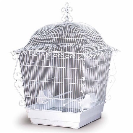 Elegant Scrollwork Bird Cage - White-