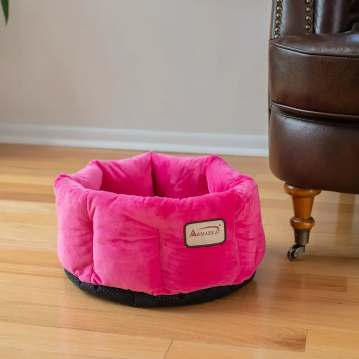 Armarkat Cat Bed, Warm Pet cuddle bed, PInk