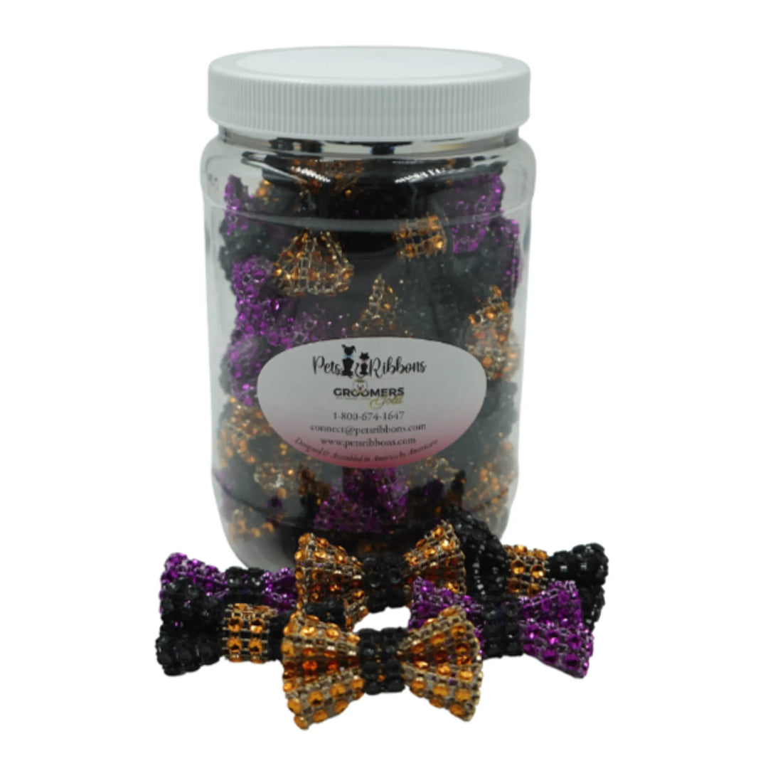 GG109X | 50-100 Dog Cat 1.5" Bling Halloween Bows in a Jar|Pets Ribbons