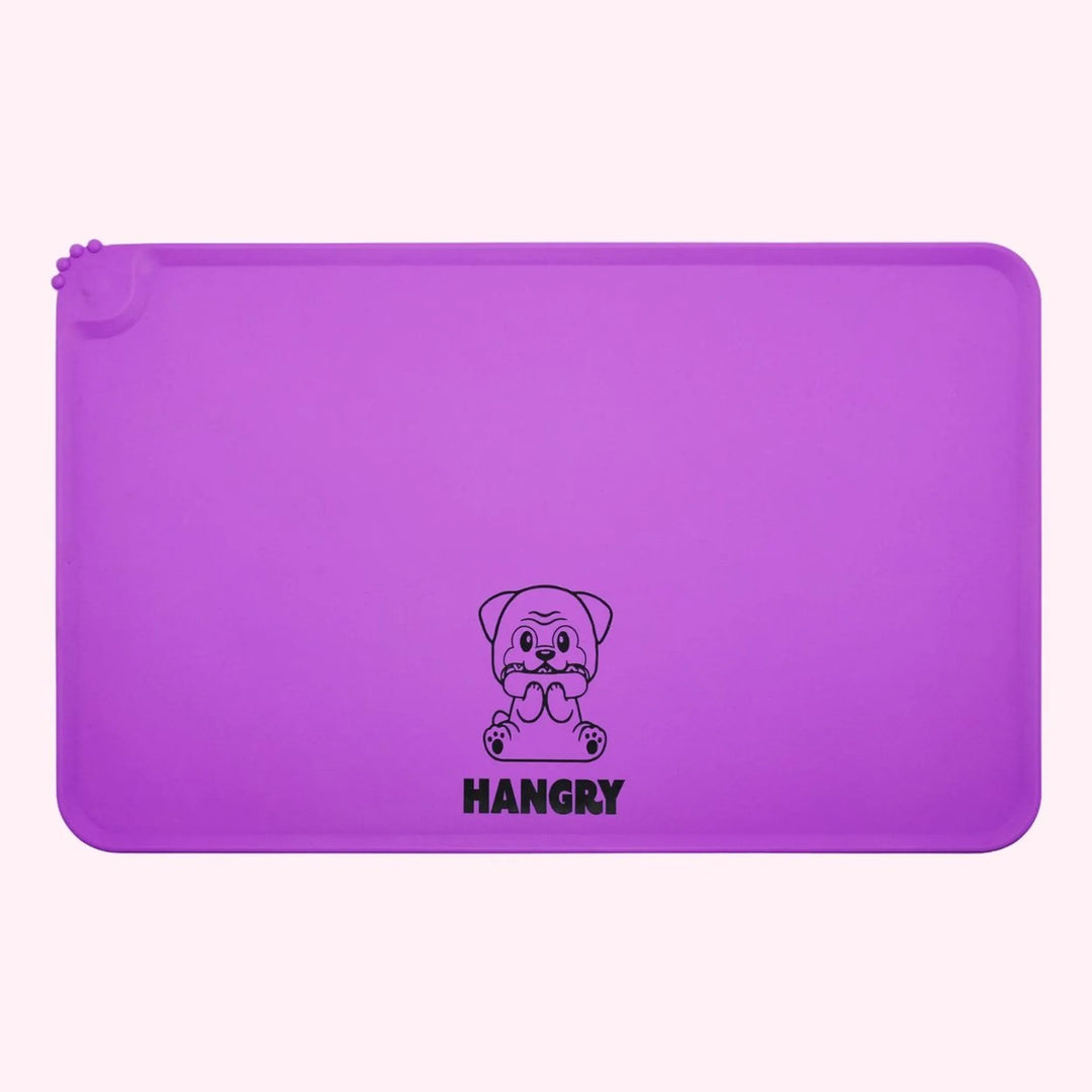 "Hangry" Purple Dog Food Mat