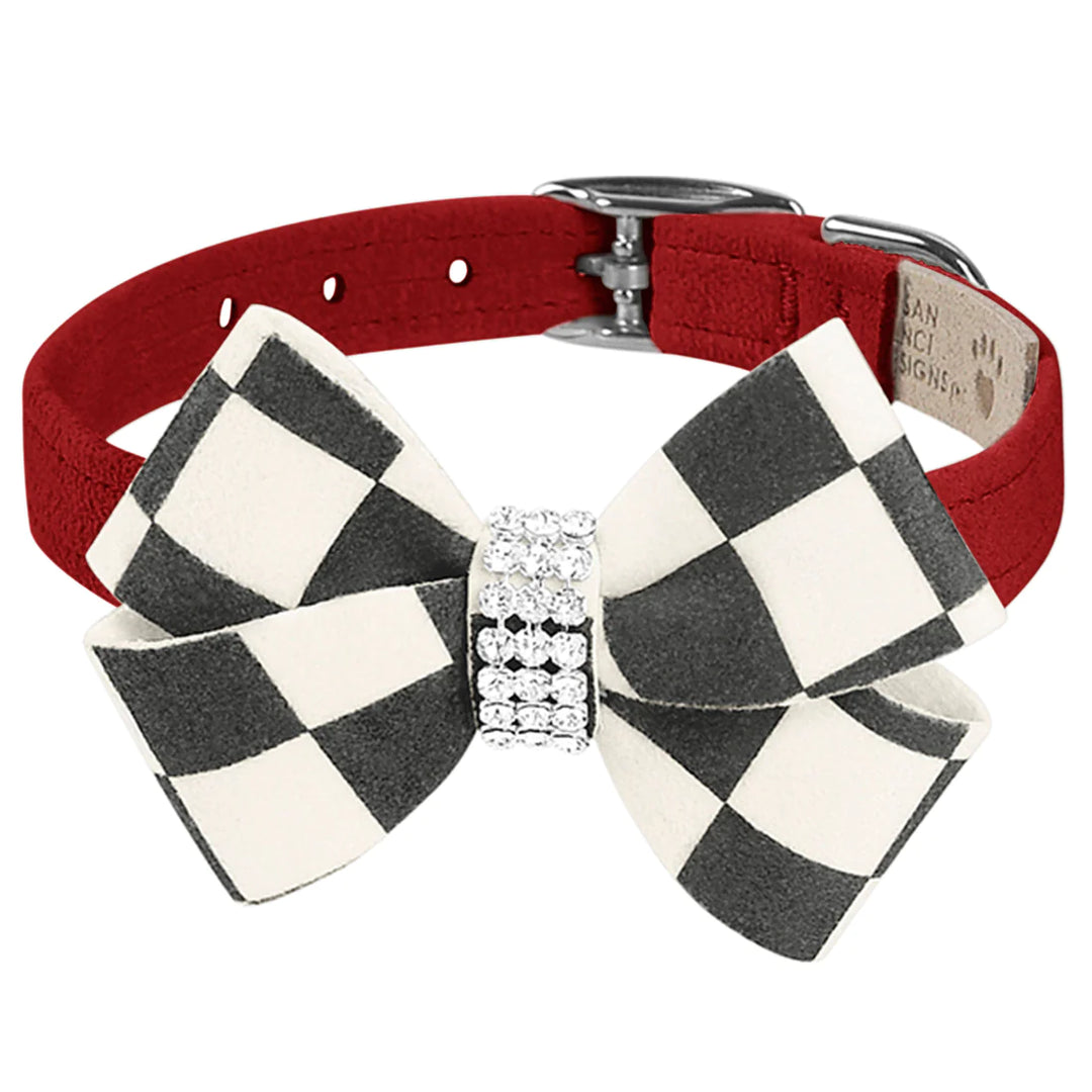 Windsor Check Nouveau Bow Collar-TC-Red-