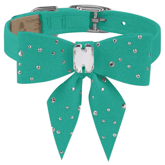 Silver Stardust Tail Bow Collar-TC-Bimini Blue-