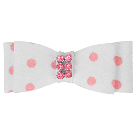 Polka Dot Pink Giltmore Hair Bow-TW-Puppy Pink-