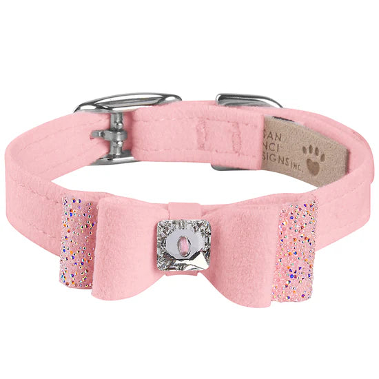 Aurora Borealis Crystal Stellar Big Bow Collar-TC-Puppy Pink-