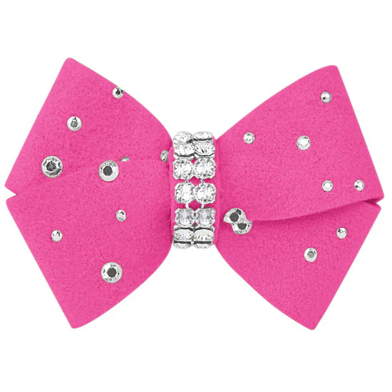 Nouveau Bow Hair Bow with Silver Stardust-XS-Pink Sapphire-