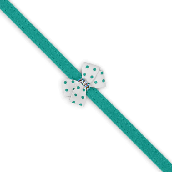 Bimini Polka Dot Nouveau Bow Leash with Aurora Borealis Giltmore-