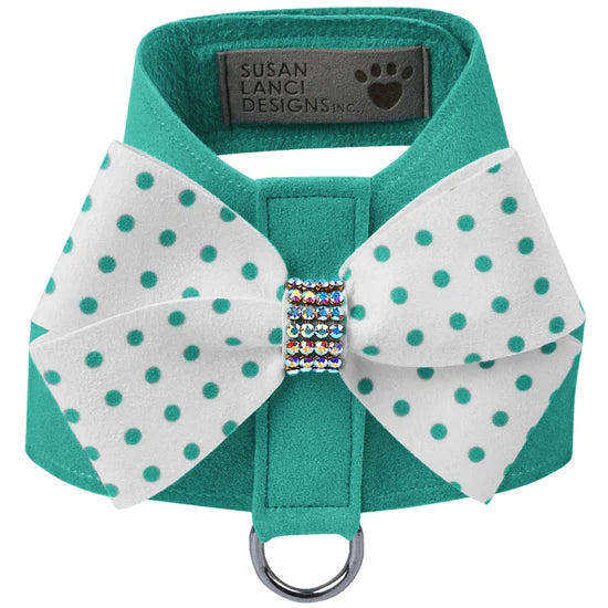 Bimini Polka Dot Nouveau Bow Tinkie Harness with Aurora Borealis Giltmore-TC-Bimini Blue-