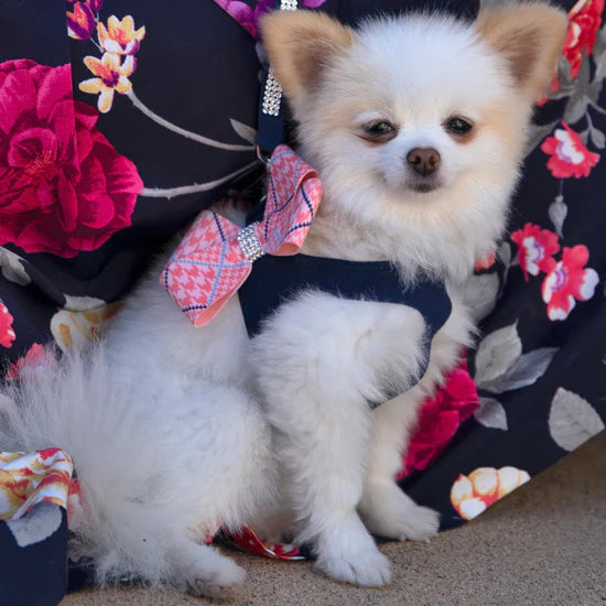 PeachesNCream Glen Houndstooth Nouveau Bow Step In Harness-