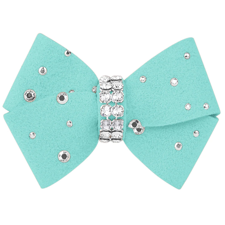 Nouveau Bow Hair Bow with Silver Stardust-XS-Tiffi Blue-