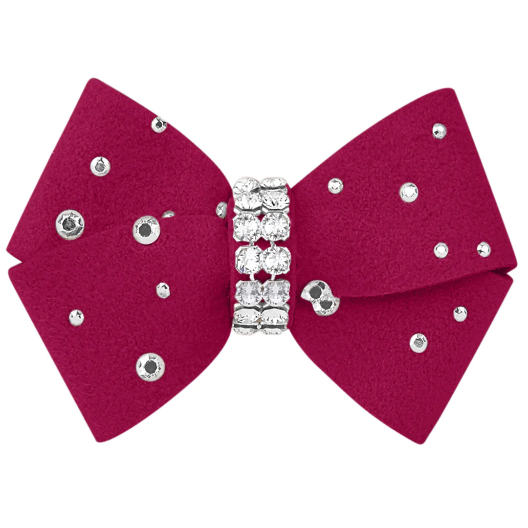 Nouveau Bow Hair Bow with Silver Stardust-XS-WineNRoses-