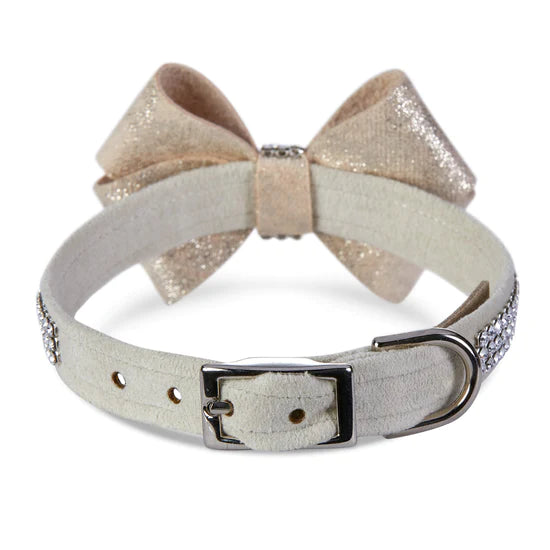 Champagne Glitzerati Nouveau Bow 3 Row Giltmore Collar-