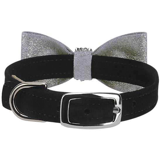 Crystal Rocks Platinum Glitzerati Bow Tie 1/2" Collar-