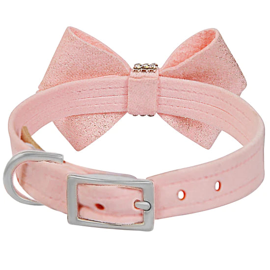 Puppy Pink Glitzerati Nouveau Bow Collar-