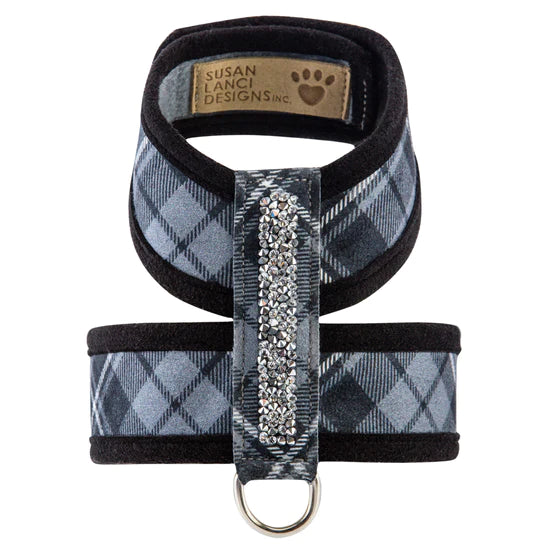 Scotty Plaid Crystal Rocks Tinkie Harness with Black Trim-