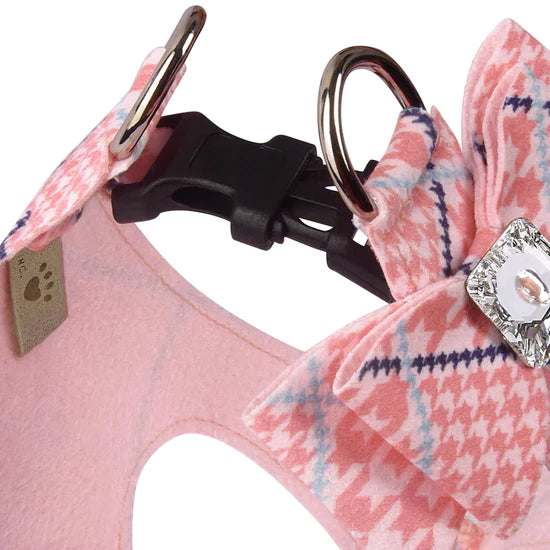 PeachesNCream Glen Houndstooth Big Bow Step In Harness-