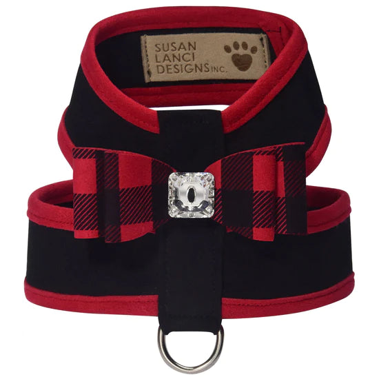 Red Gingham Big Bow Tinkie Harness with Red Trim-