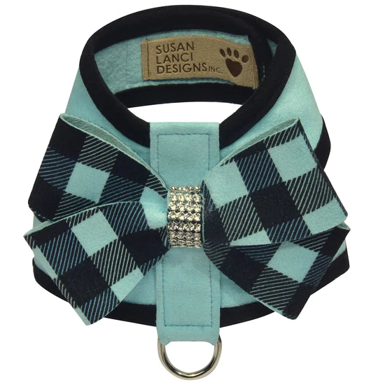 Tiffi Gingham Nouveau Bow Tinkie Harness with Black Trim-