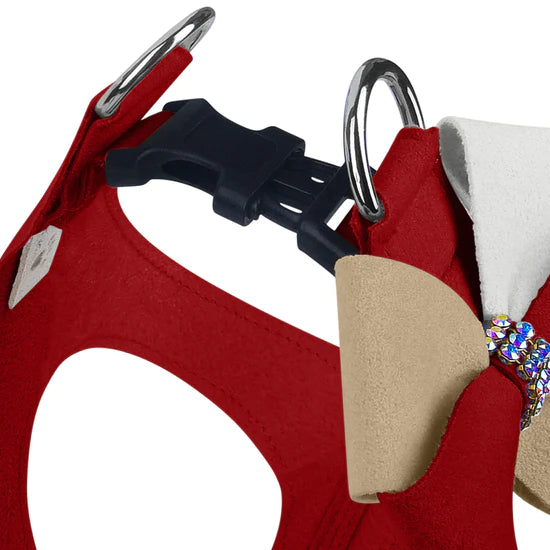 Game Day Glam Red & Sahara Pinwheel Bow Step In Harness-