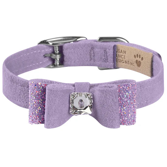 Aurora Borealis Crystal Stellar Big Bow Collar-TC-French Lavender-