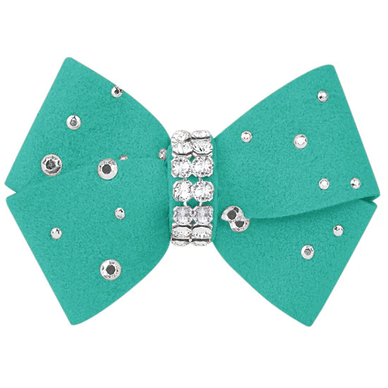 Nouveau Bow Hair Bow with Silver Stardust-XS-Bimini Blue-