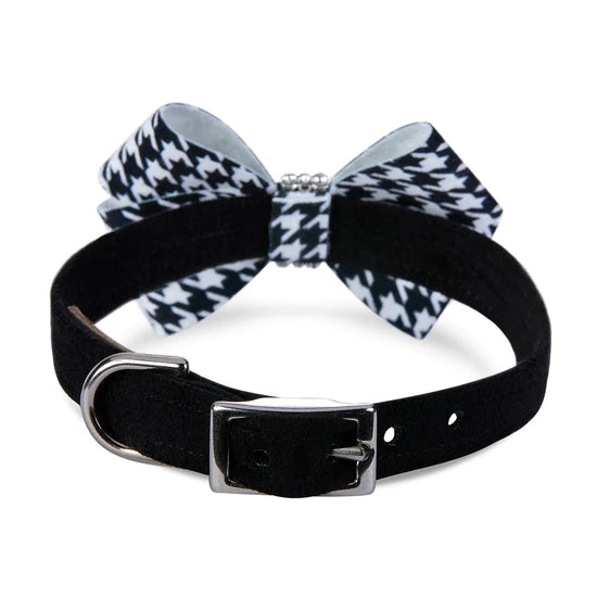 Black & White Houndstooth Nouveau Bow Collar-