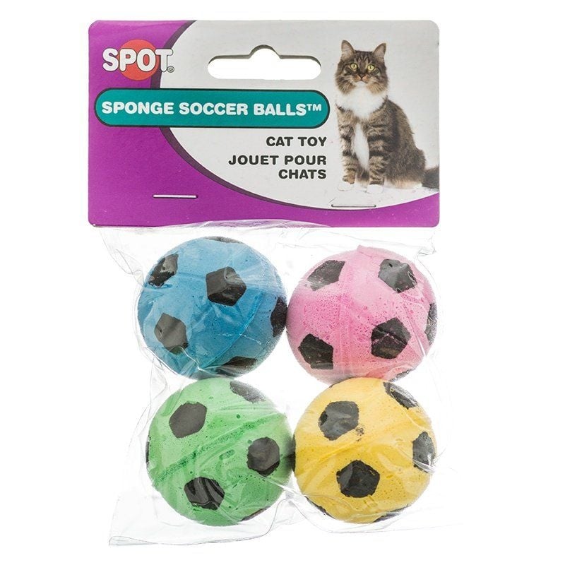 Spot Spotnips Sponge Soccer Balls Cat Toys - 4 Pack-