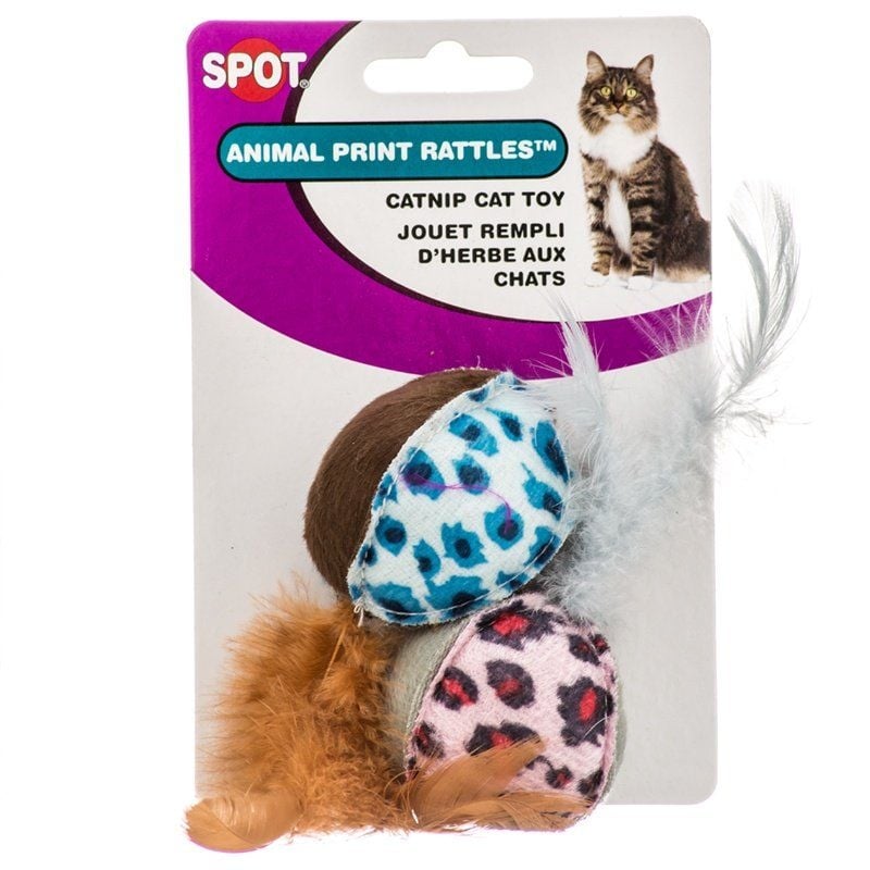 Spot Spotnips Rattle with Catnip - Animal Print - 2 Pack-