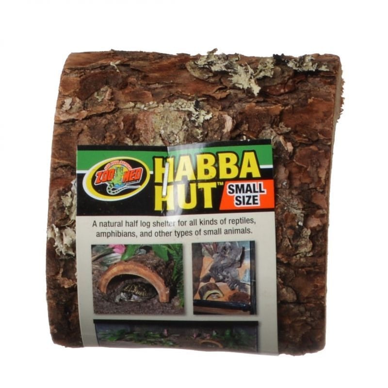 Zoo Med Habba Hut Natural Half Log with Bark Shelter - Small (3.25"L x 4.5"W x 2"H)-