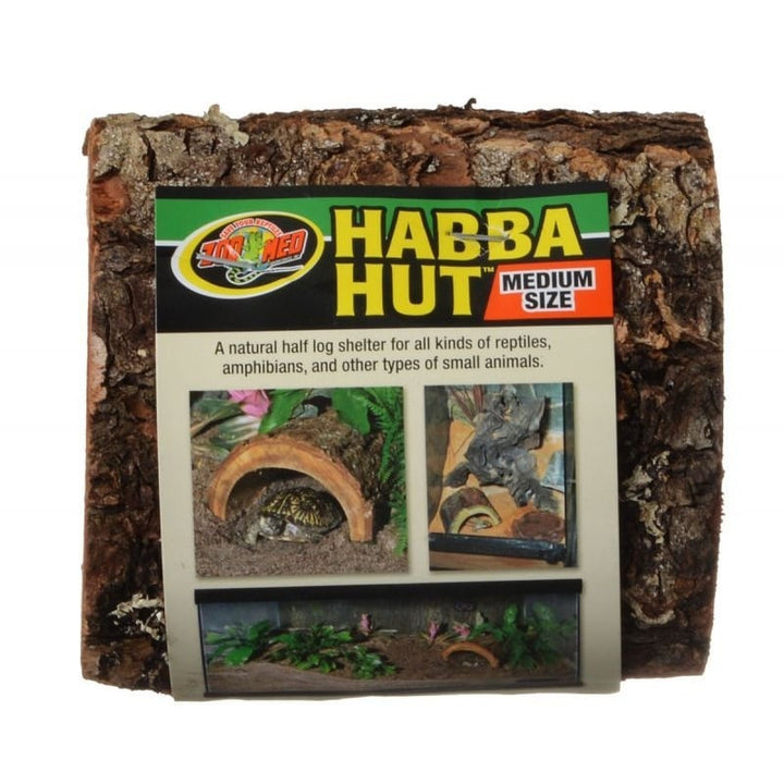 Zoo Med Habba Hut Natural Half Log with Bark Shelter - Medium (5"L x 4.75"W x 2.75"H)-